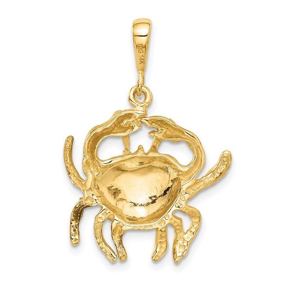 14k Yellow Gold Large Cancer the Crab Zodiac Pendant - Picture 3 of 5